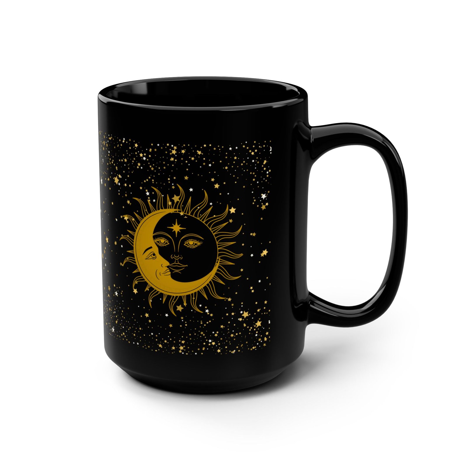 Sun Moon Stars Black Mug, 15oz - Image 3