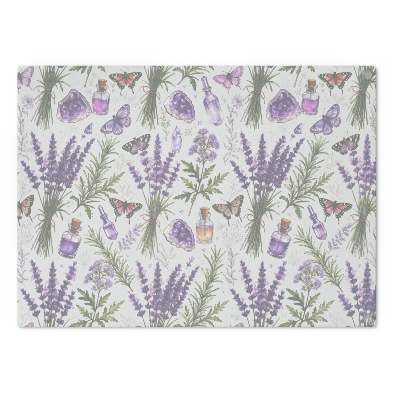 Lavender Herbal Apothecary Cutting Board — Lavender, Botanicals & Potion Bottle Kitchen Decor - Image 3