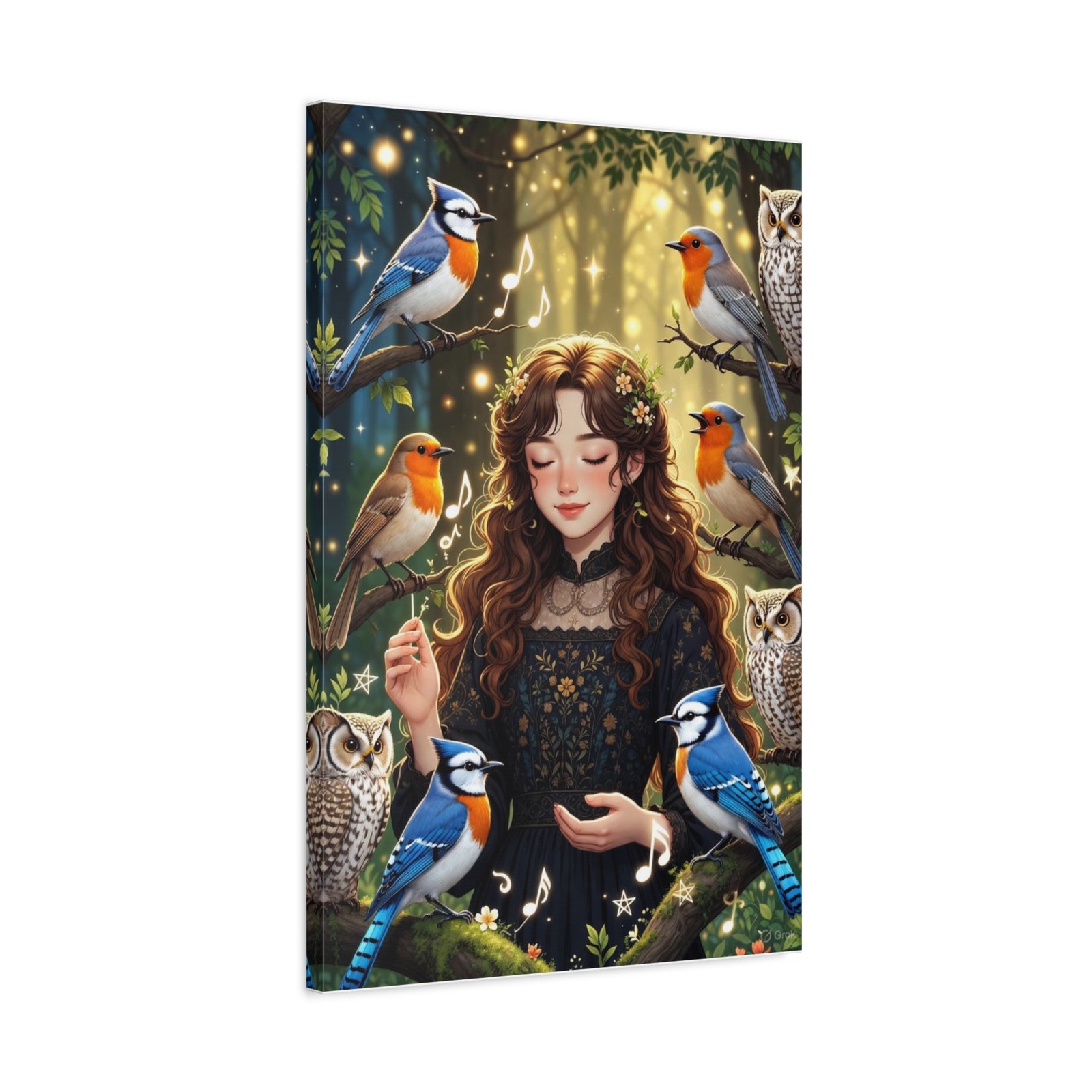 Enchanted Songbird Girl Matte Canvas Wall Art - Image 30