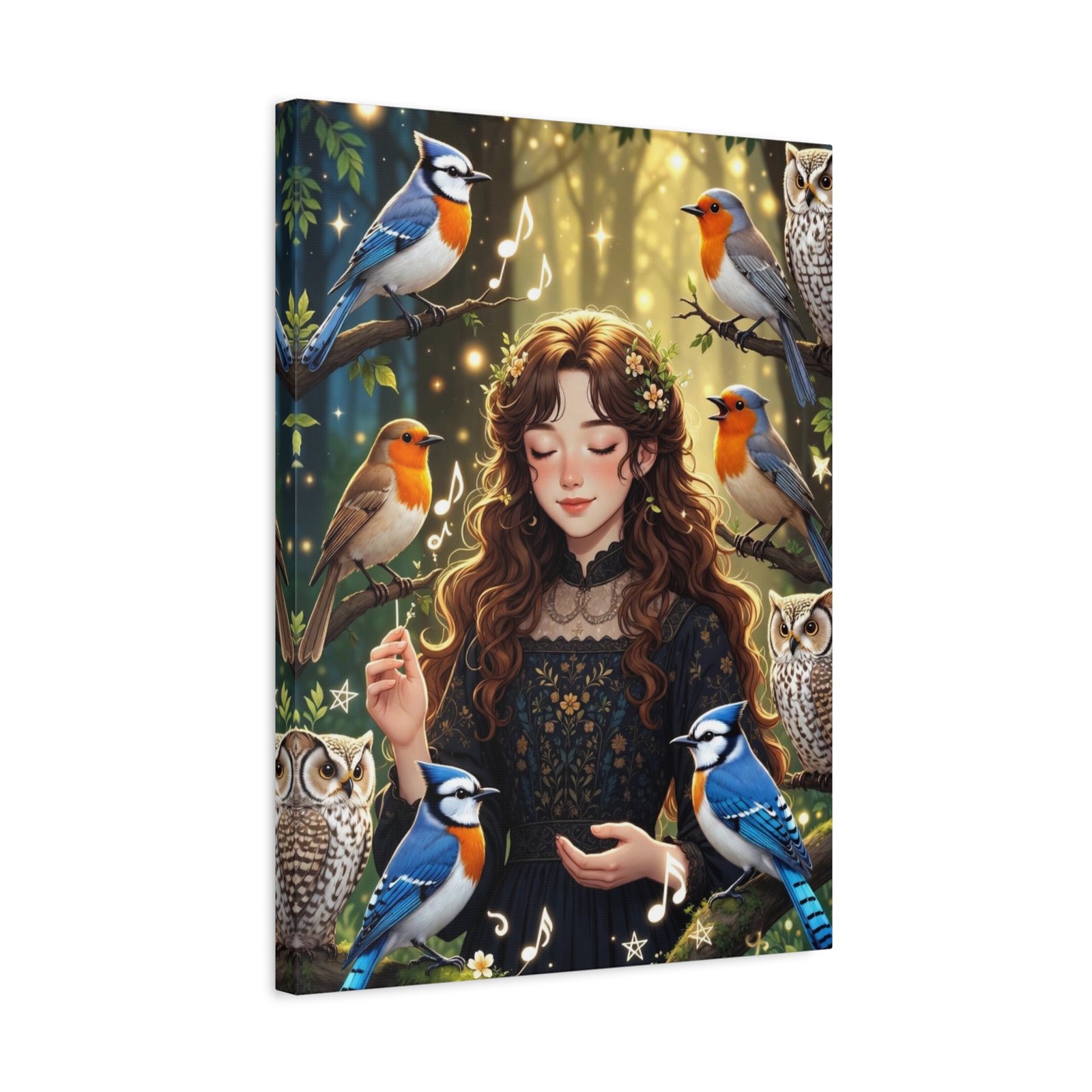 Enchanted Songbird Girl Matte Canvas Wall Art - Image 26