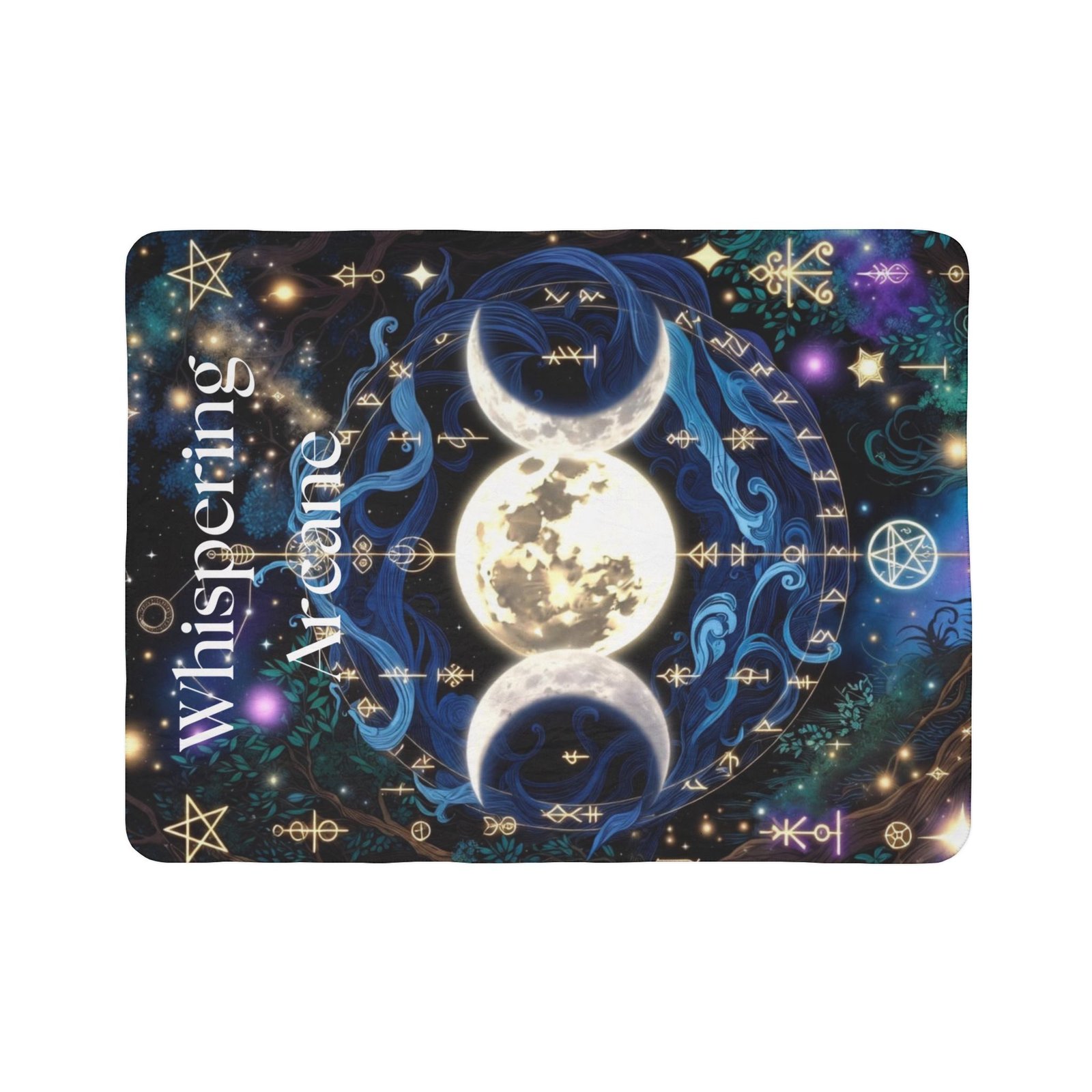 Whispering Arcane Moon Triple Goddess Fleece Sherpa Blanket - Image 3