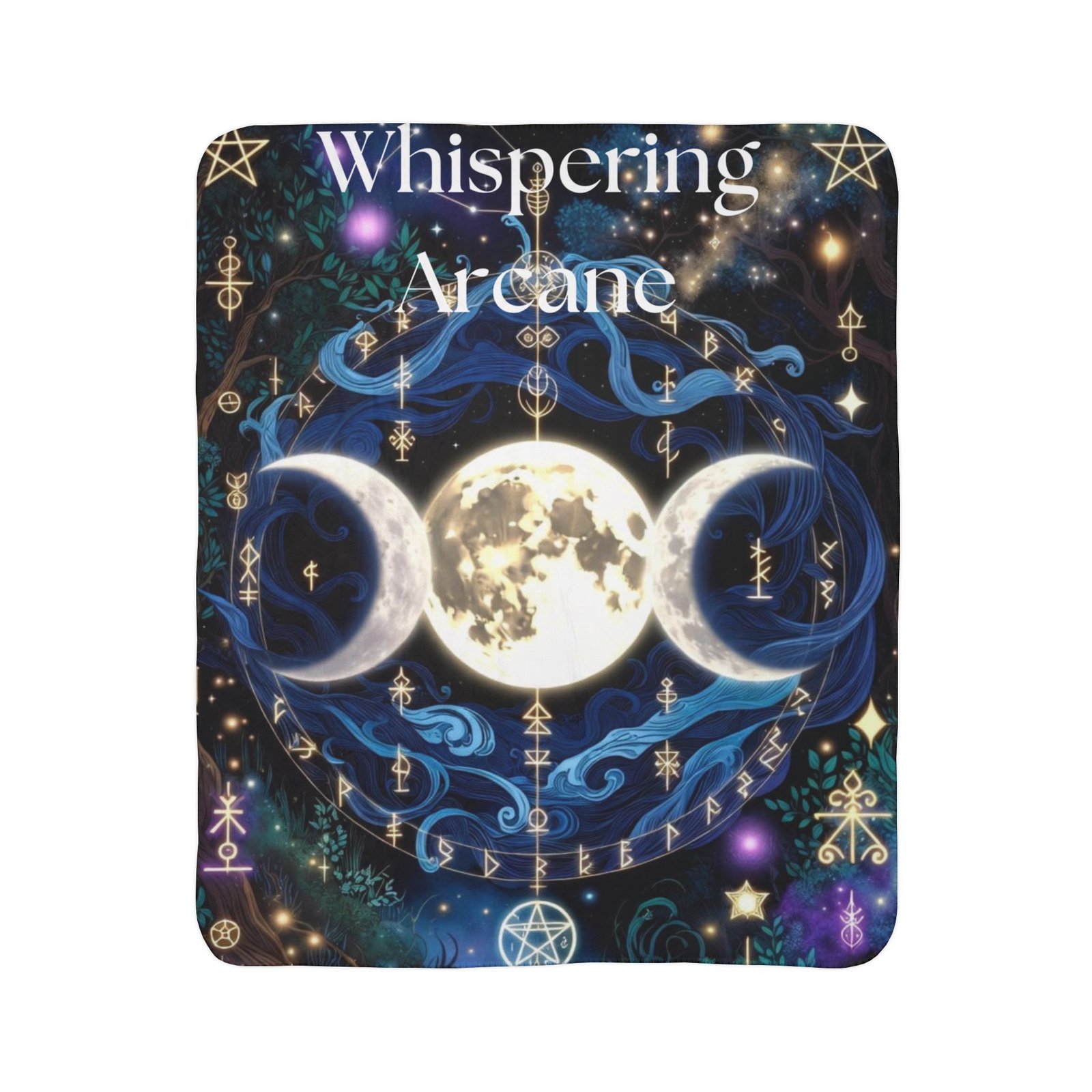 Whispering Arcane Moon Triple Goddess Fleece Sherpa Blanket - Image 14