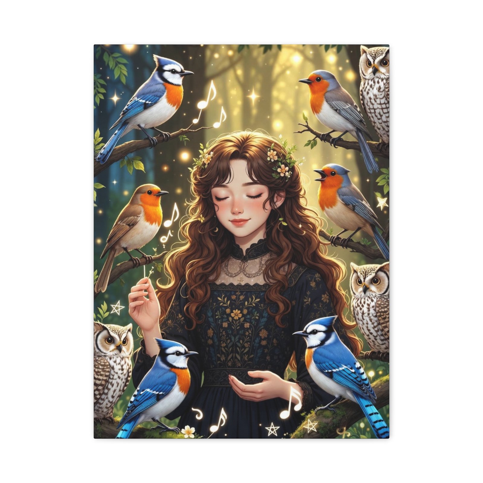 Enchanted Songbird Girl Matte Canvas Wall Art - Image 25