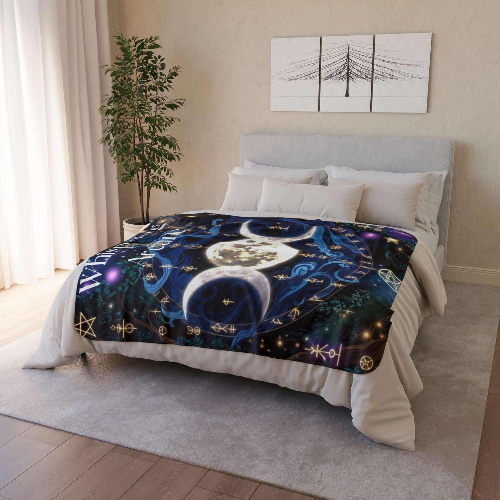 Whispering Arcane Moon Triple Goddess Fleece Sherpa Blanket - Image 19