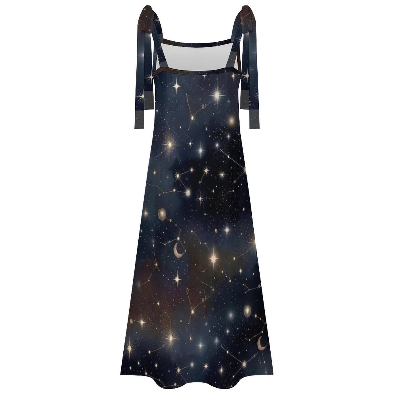 Starry Night Sky Women Tie Strap Ankle Maxi Dress - Image 3