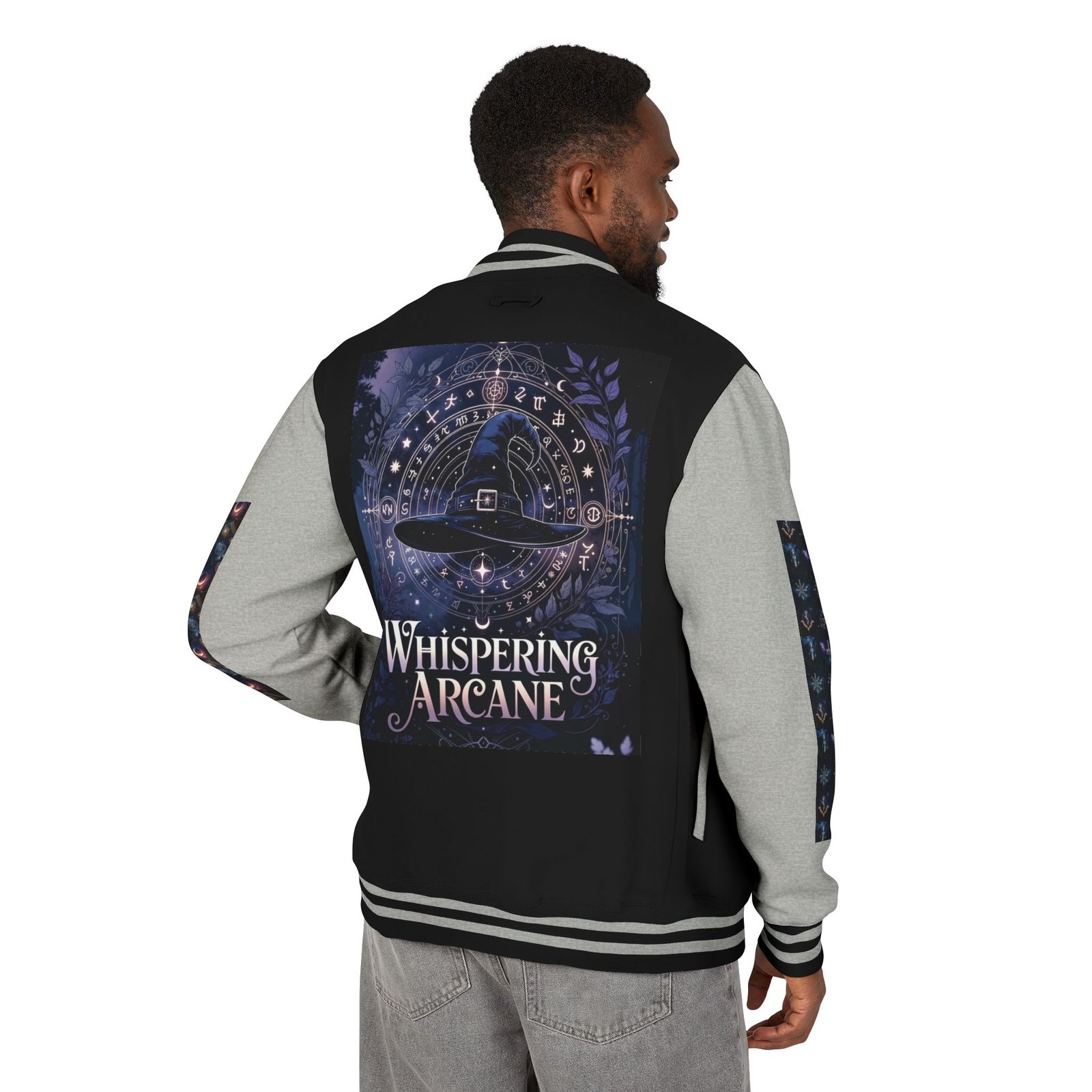 Letterman Jacket — Whispering Arcane Graphic Varsity Jacket Unisex