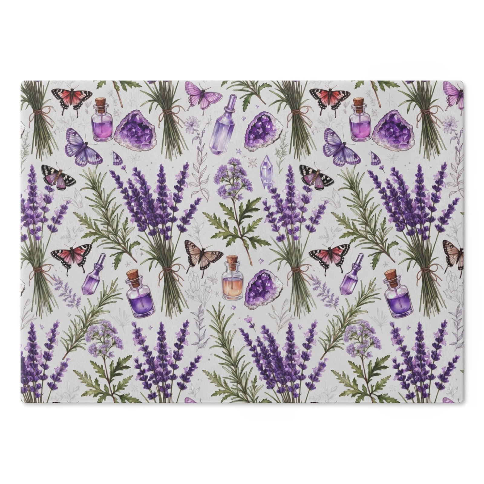 Lavender Herbal Apothecary Cutting Board — Lavender, Botanicals & Potion Bottle Kitchen Decor - Image 2