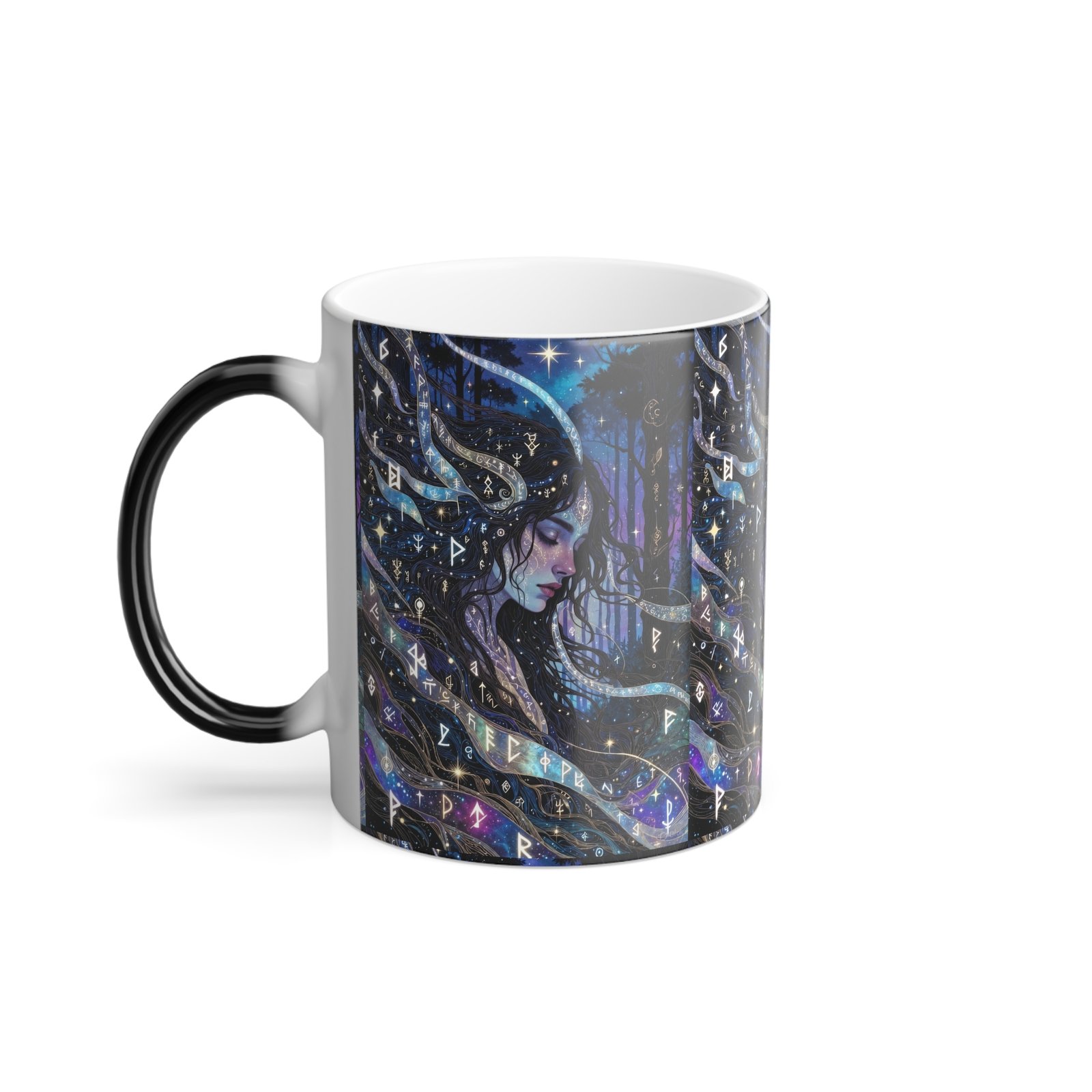 Mystic Forest Color-Changing Mug — Enchanted Night Woman Design (11oz) - Image 4