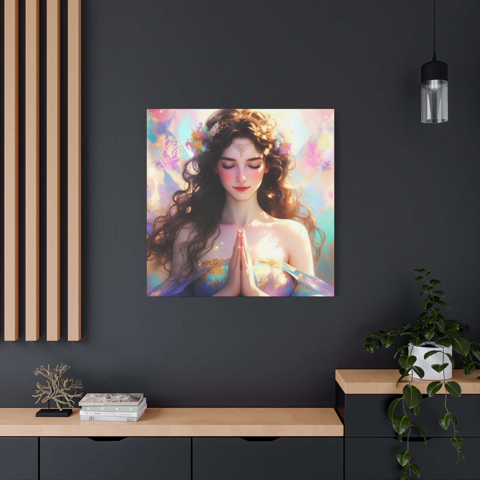 Meditative Goddess Canvas Art — Serene Prayer Woman Matte Stretched Print - Image 28