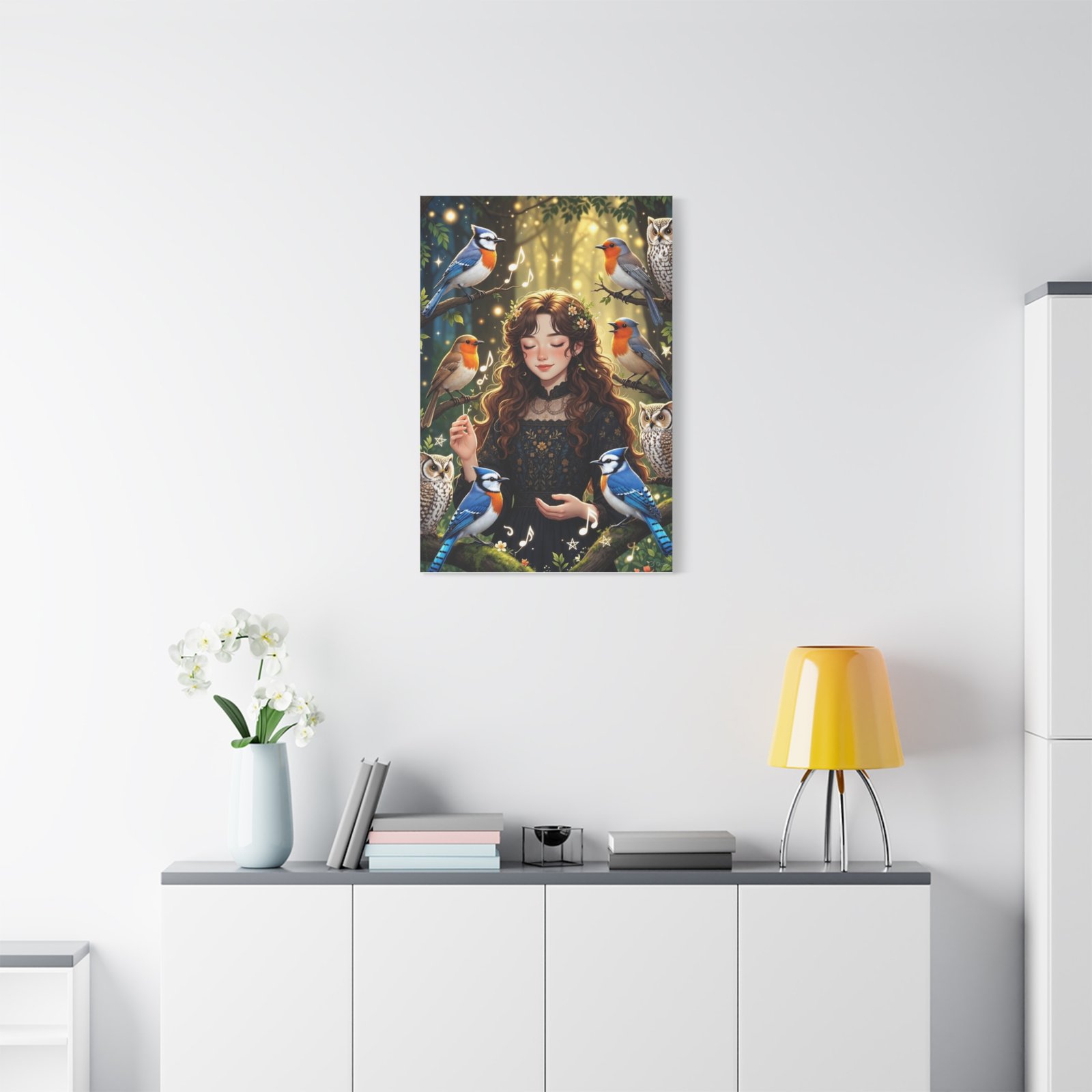 Enchanted Songbird Girl Matte Canvas Wall Art - Image 35