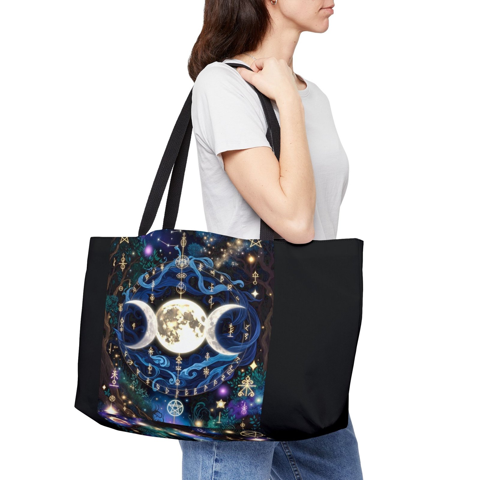 Triple Moon Tote Bag — Mystical Celestial Weekender Tote