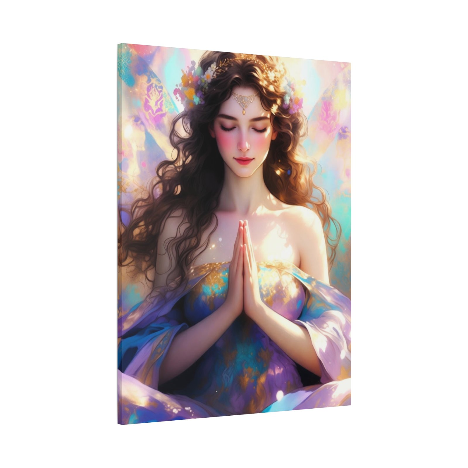 Meditative Goddess Canvas Art — Serene Prayer Woman Matte Stretched Print - Image 10