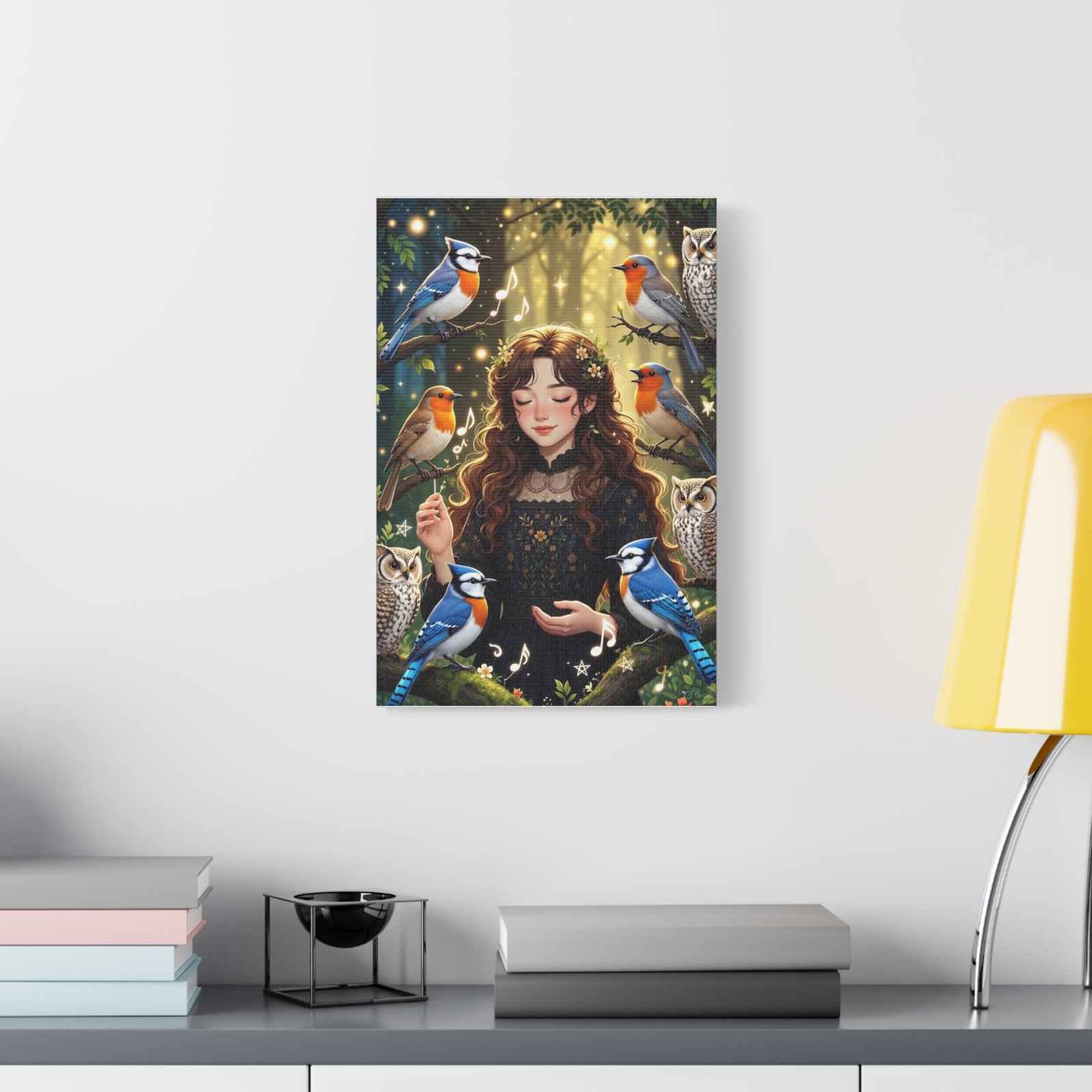 Enchanted Songbird Girl Matte Canvas Wall Art - Image 19