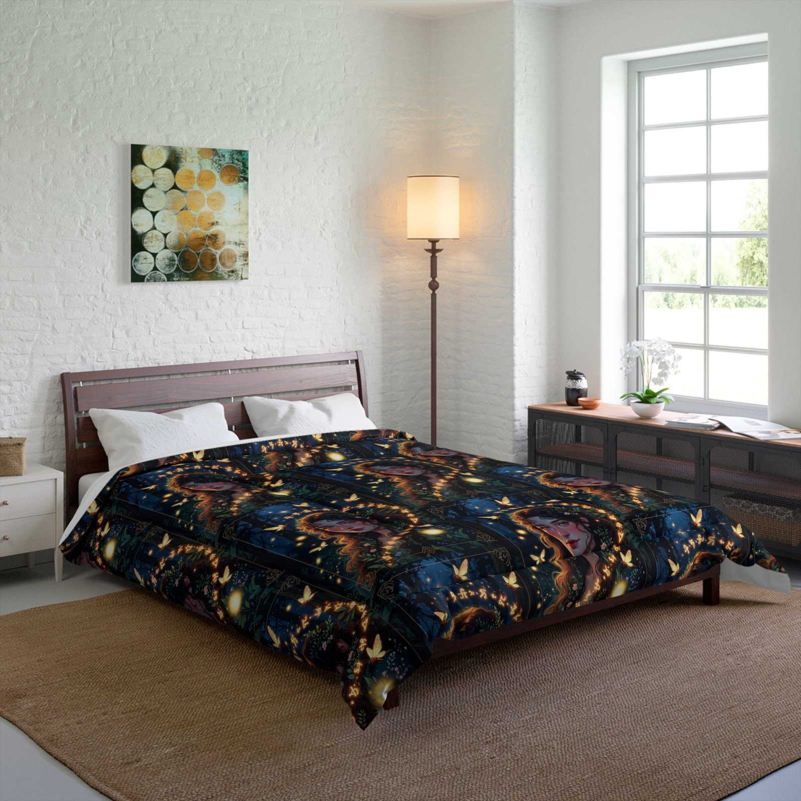 Starry Portrait Comforter — Vintage Halo Portrait Bedspread - Image 6