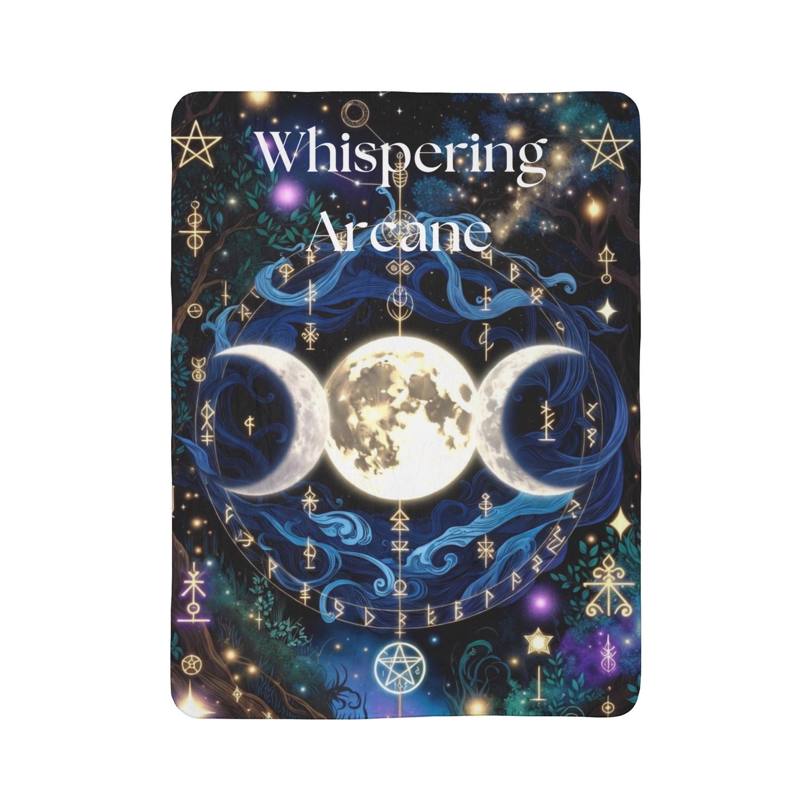Whispering Arcane Moon Triple Goddess Fleece Sherpa Blanket - Image 8