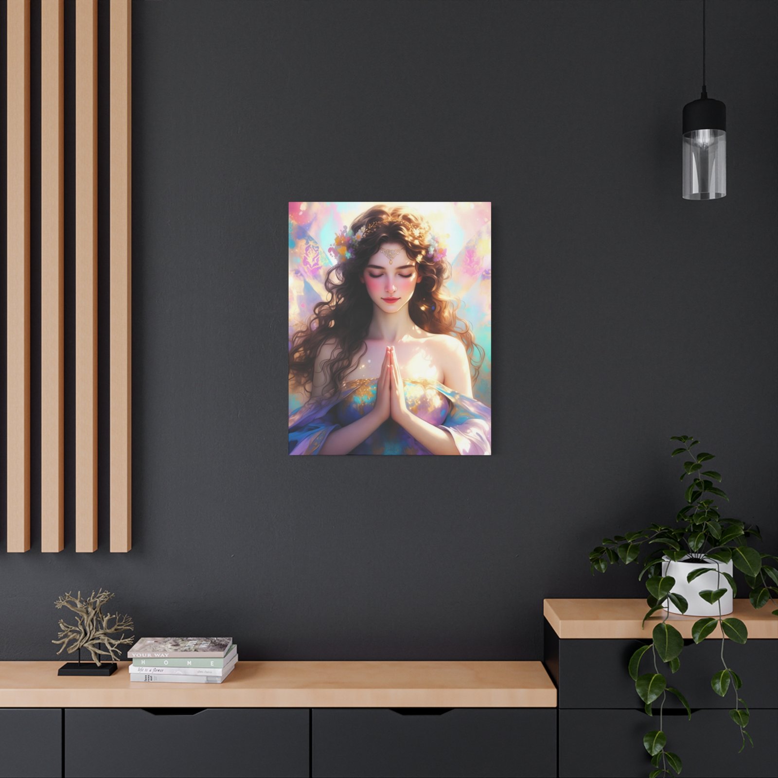 Meditative Goddess Canvas Art — Serene Prayer Woman Matte Stretched Print - Image 8