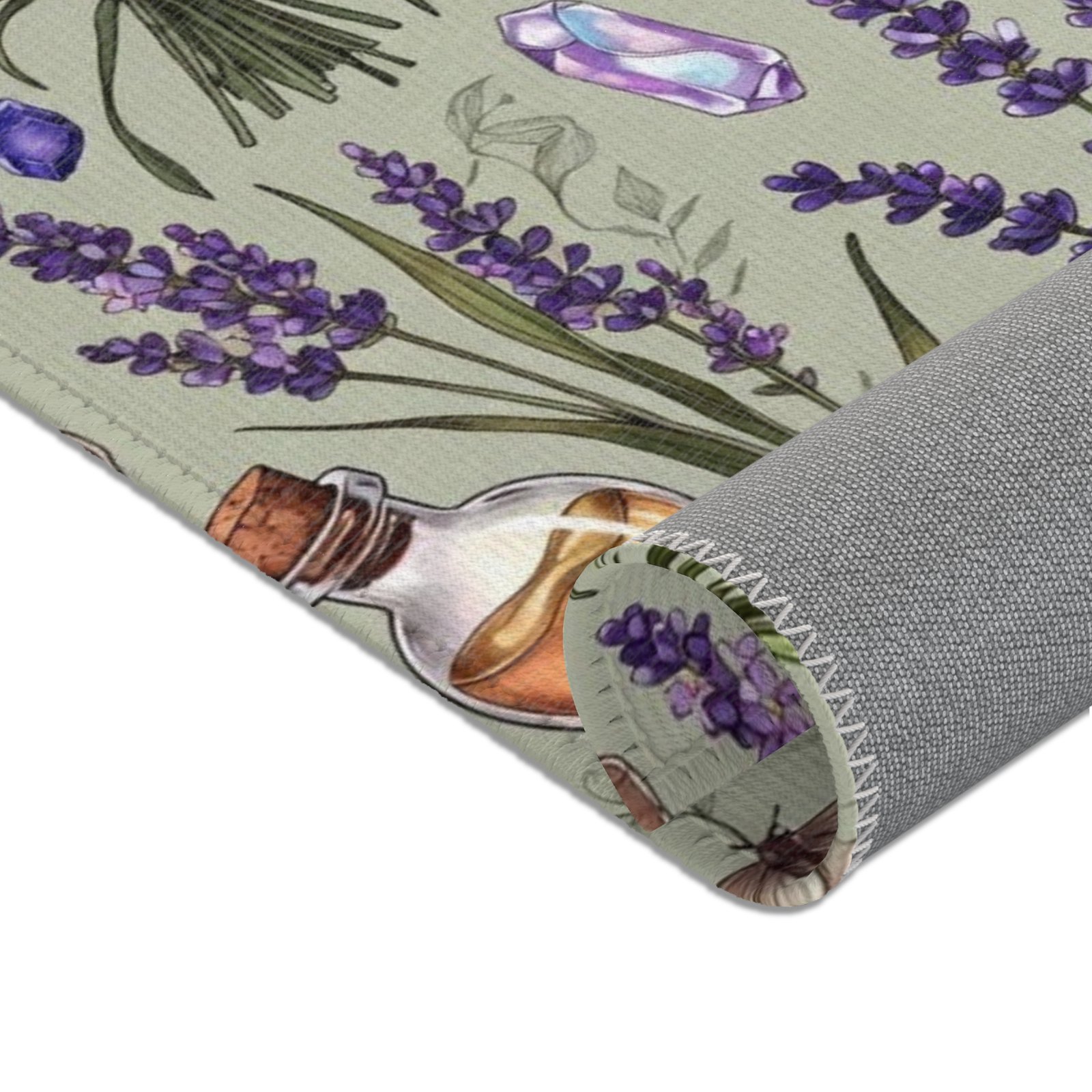Lavender Apothecary Area Rug — Botanical Herbs, Moths & Crystal Potion Design - Image 3