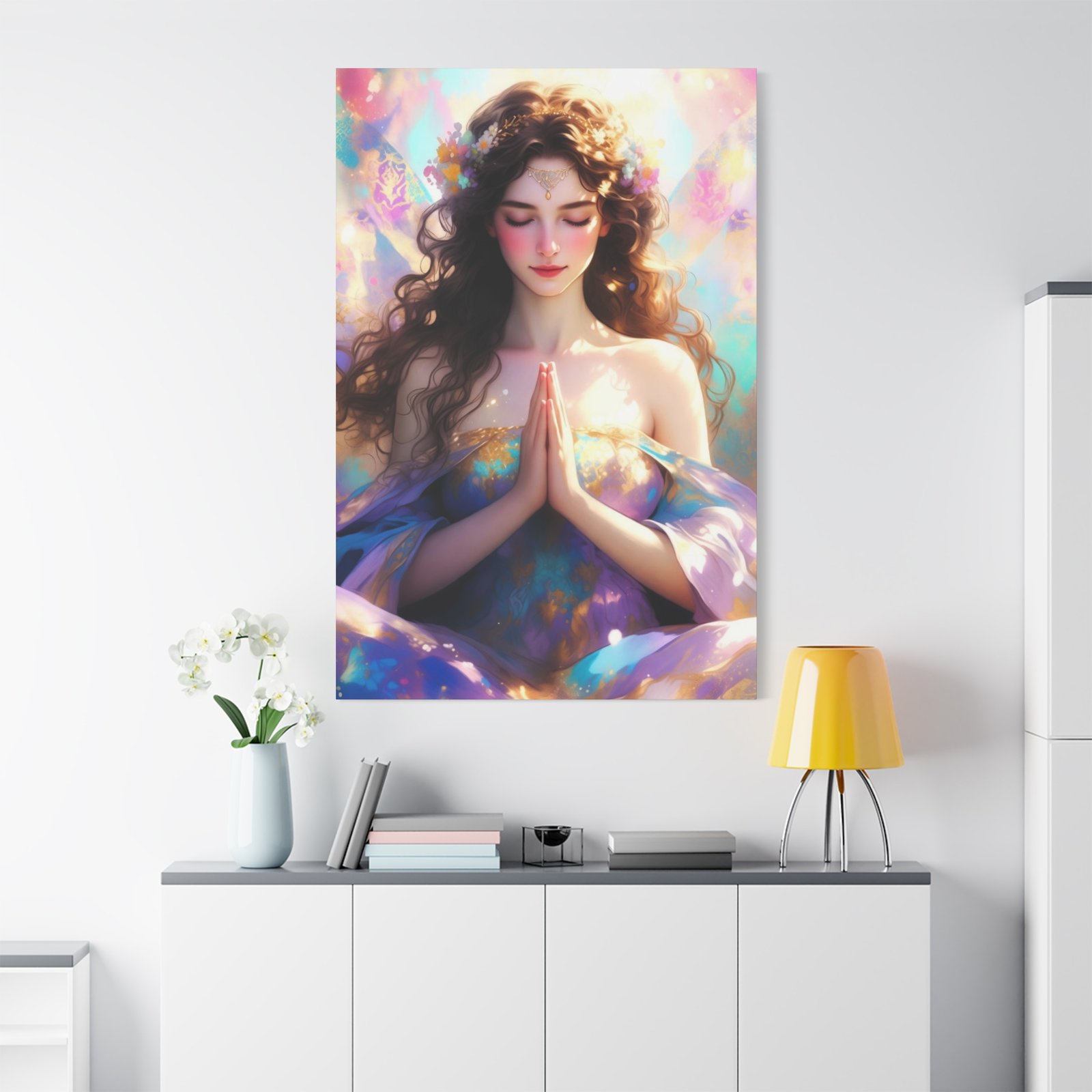 Meditative Goddess Canvas Art — Serene Prayer Woman Matte Stretched Print - Image 15