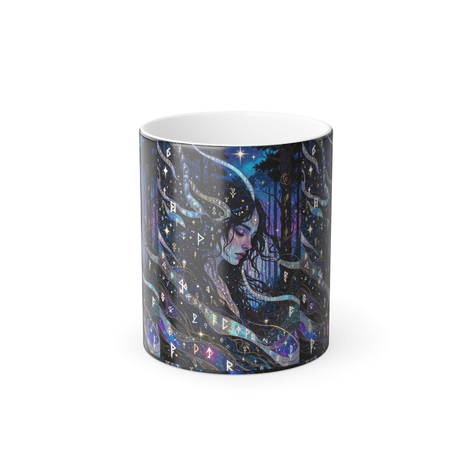 Mystic Forest Color-Changing Mug — Enchanted Night Woman Design (11oz) - Image 3