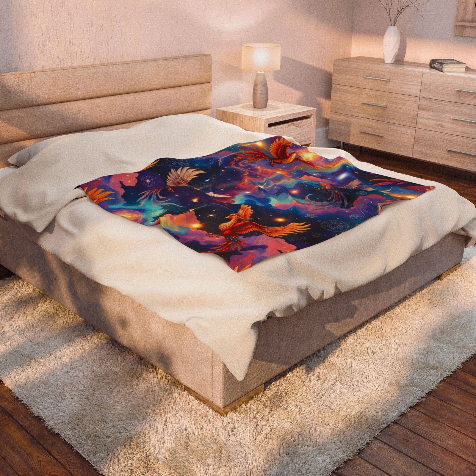 Phoenix Galaxy Velveteen Plush Blanket — Soft Cozy Starry Throw - Image 4