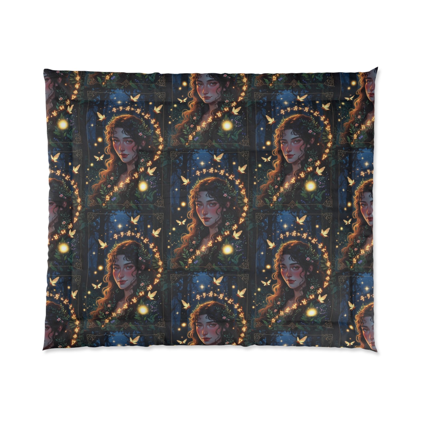 Starry Portrait Comforter — Vintage Halo Portrait Bedspread - Image 2