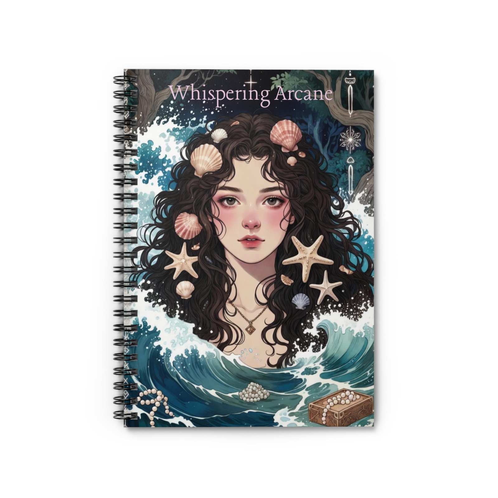 Mermaid Seashell Spiral Notebook — Ruled Journal with 'Whispering Arcane' Art - Image 2