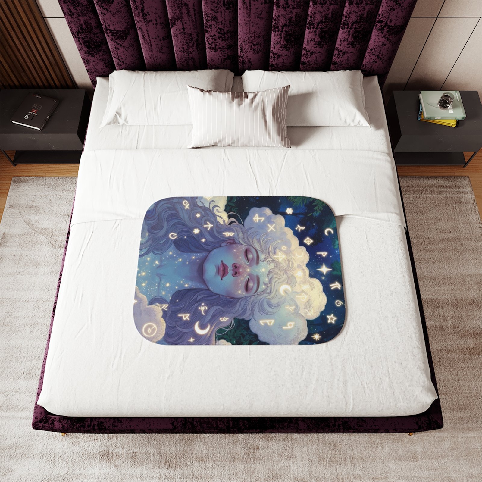 Celestial Dream Sherpa Blanket — Cozy Two‑Tone Throw with Starry Goddess Art - Image 8