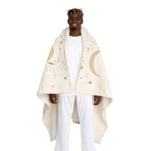 Cosmic Moon Hooded Sherpa Blanket