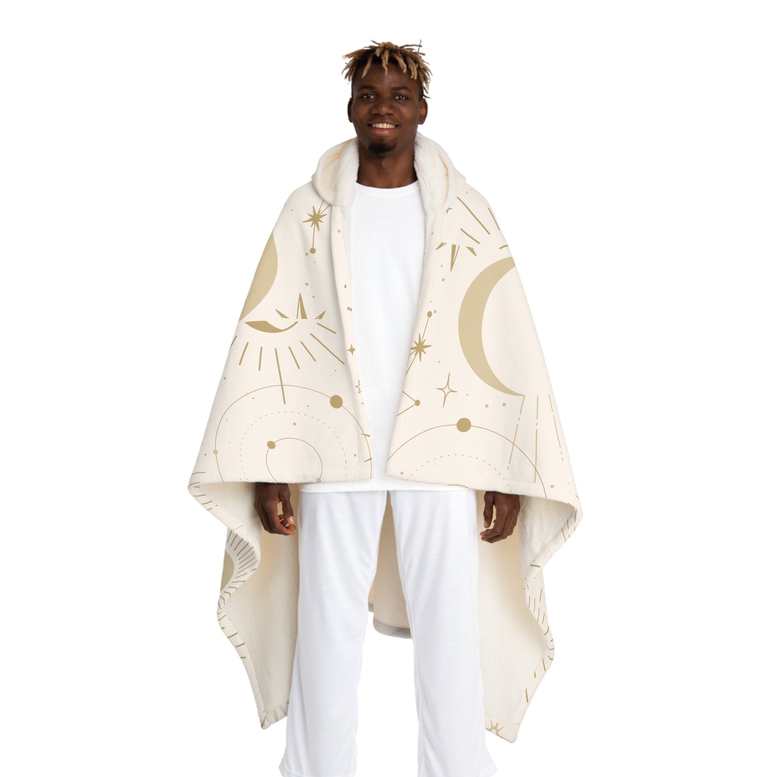 Cosmic Moon Hooded Sherpa Blanket