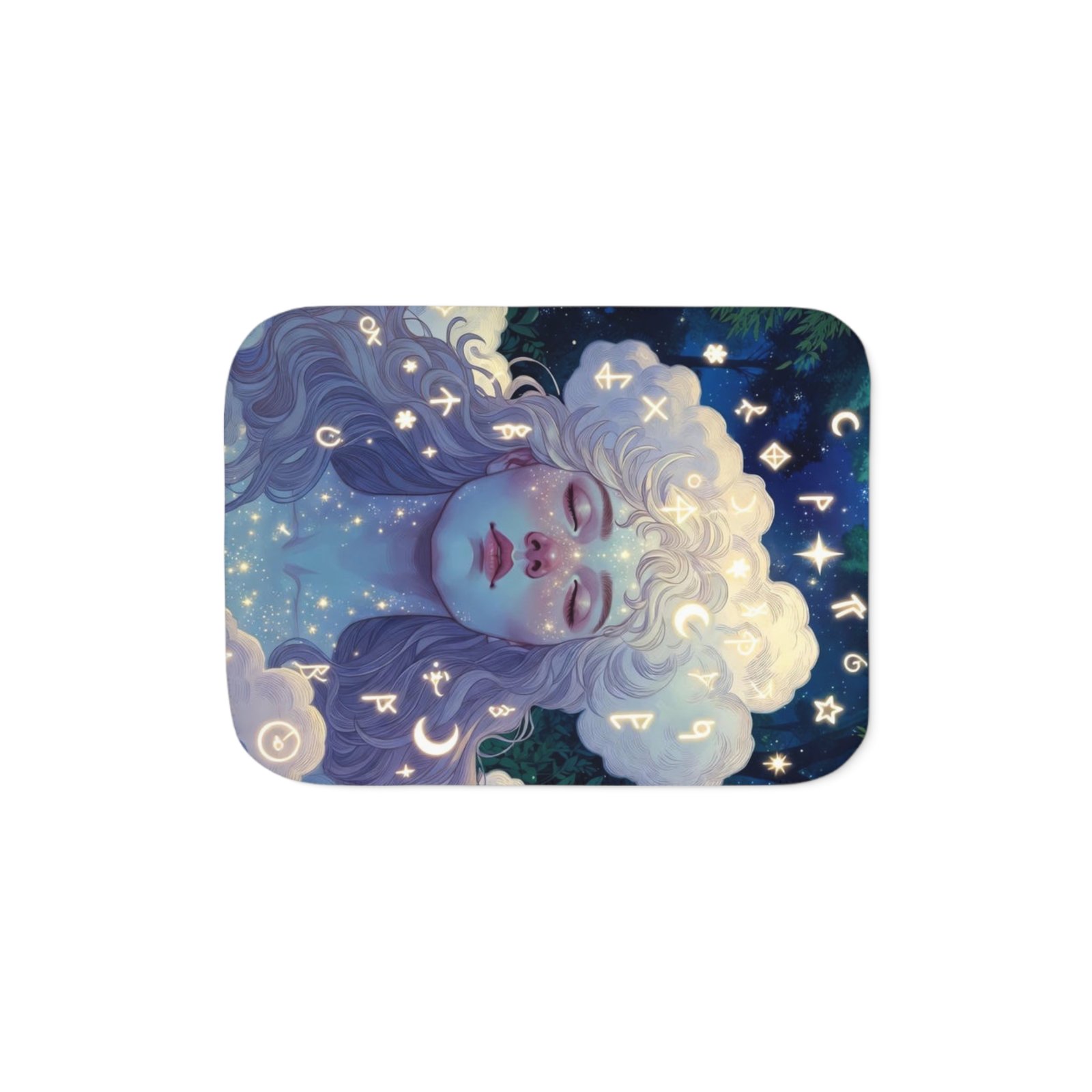 Celestial Dream Sherpa Blanket — Cozy Two‑Tone Throw with Starry Goddess Art - Image 5