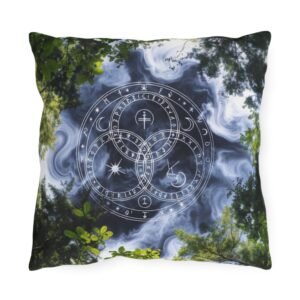 Mystic Forest Outdoor Pillow — Celestial Triquetra Sigil Design