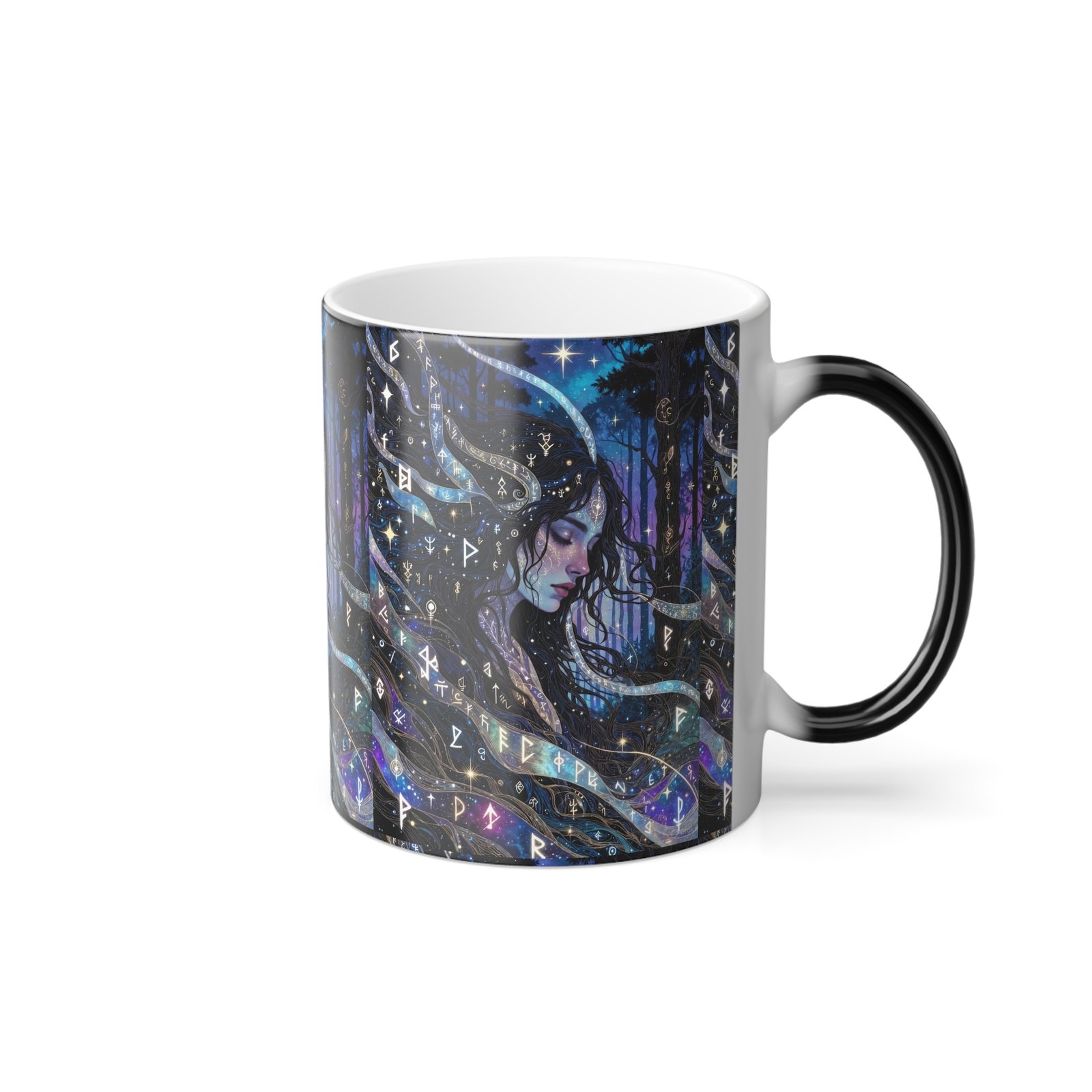 Mystic Forest Color-Changing Mug — Enchanted Night Woman Design (11oz) - Image 5