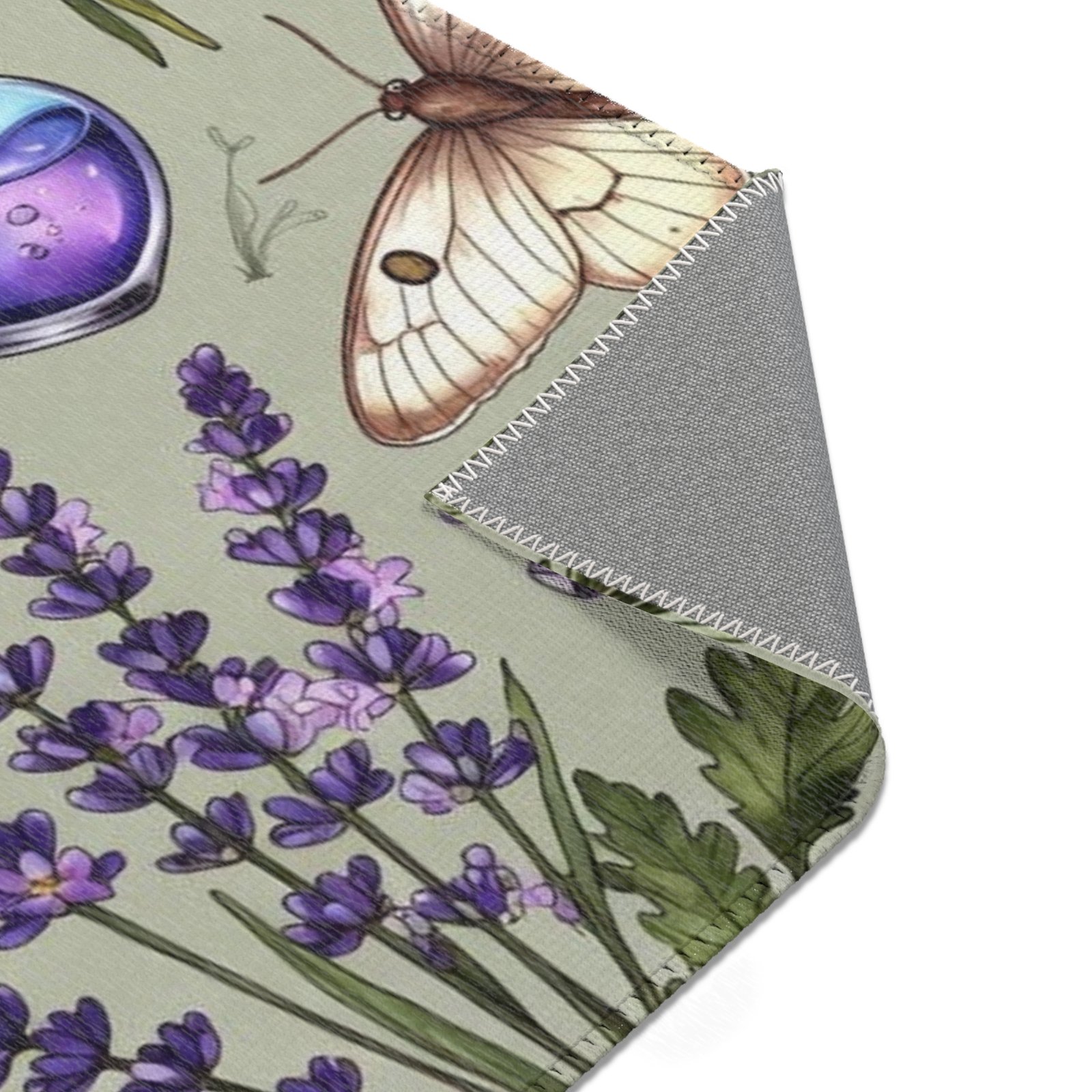 Lavender Apothecary Area Rug — Botanical Herbs, Moths & Crystal Potion Design - Image 11