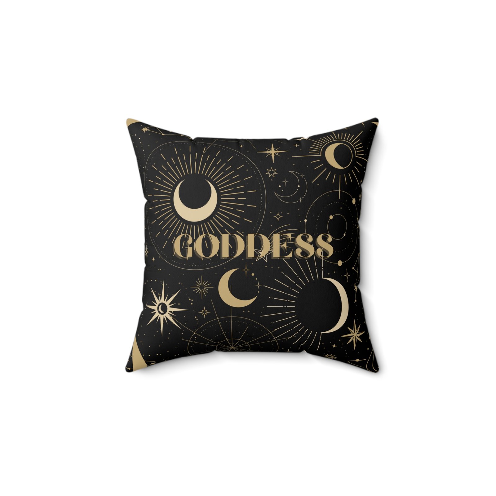 GODDESS in Black Spun Polyester Square Pillow - Image 2