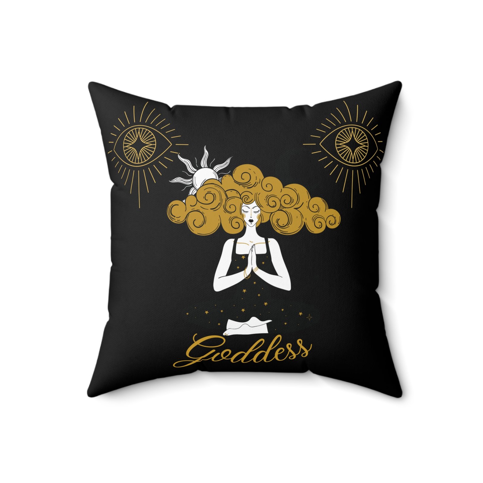 GODDESS in Black Spun Polyester Square Pillow - Image 7