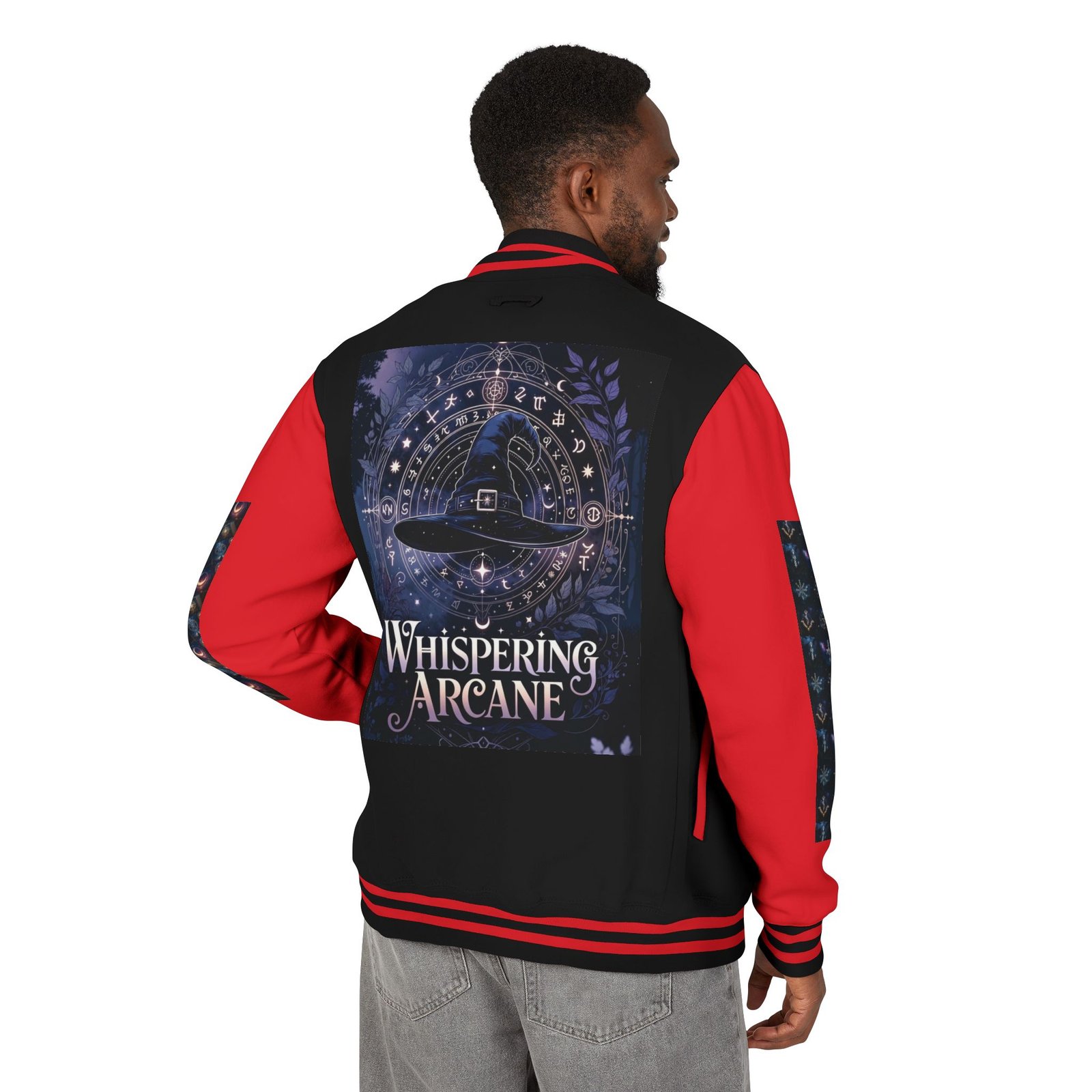 Letterman Jacket — Whispering Arcane Graphic Varsity Jacket Unisex - Image 47