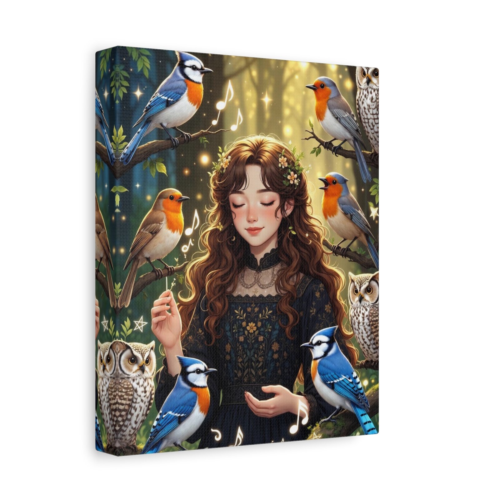 Enchanted Songbird Girl Matte Canvas Wall Art - Image 2