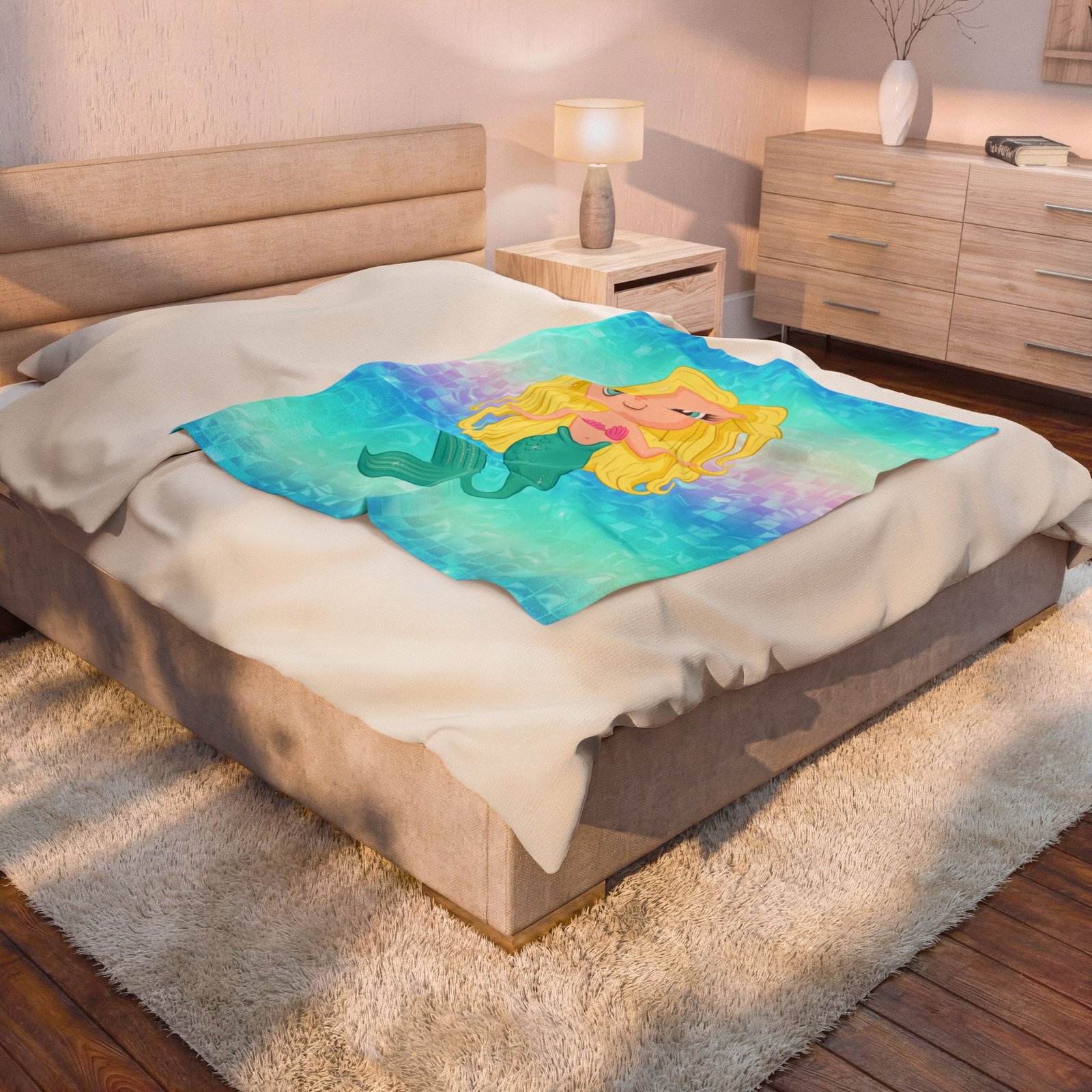 Yellow Mermaid Velveteen Plush Blanket - Image 8