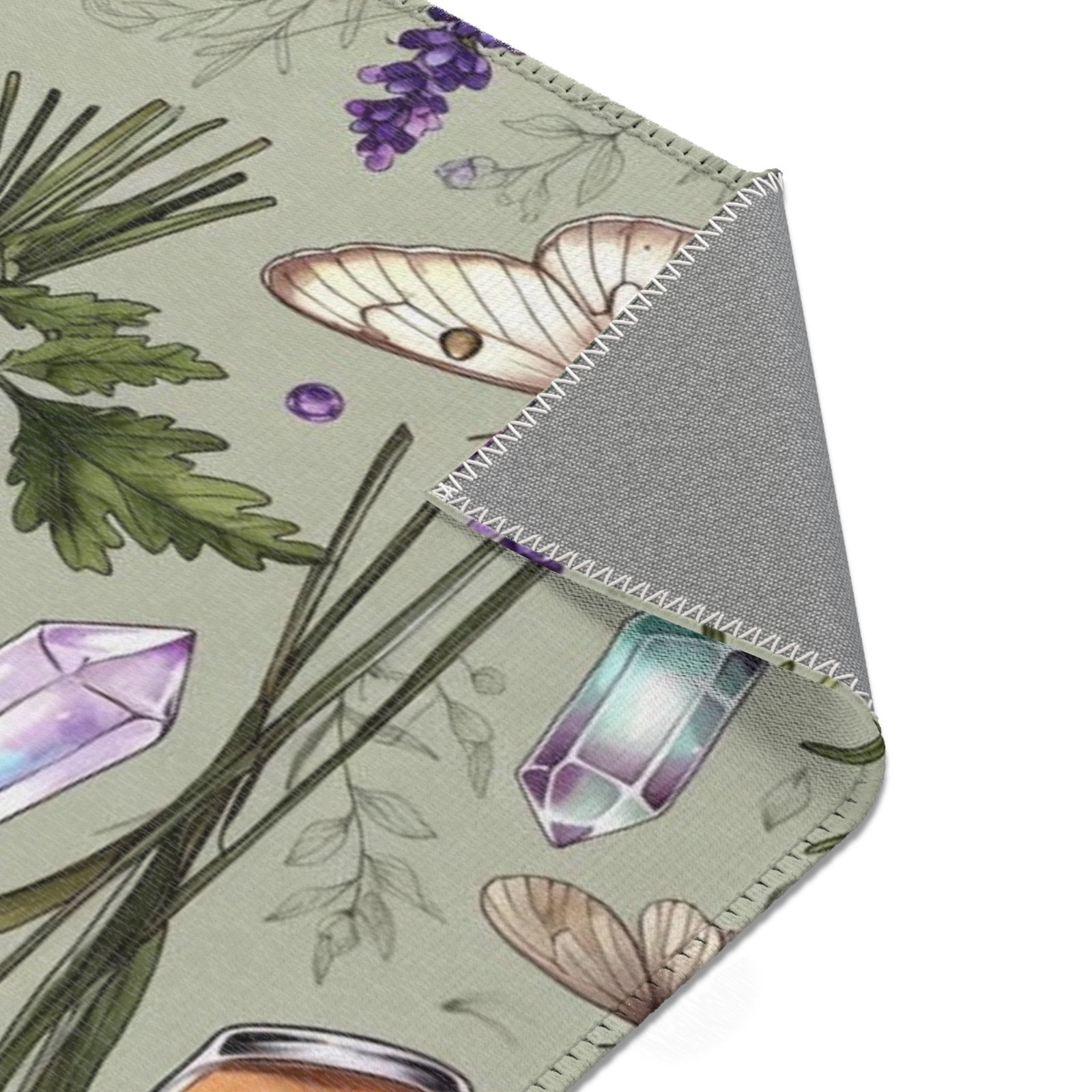 Lavender Apothecary Area Rug — Botanical Herbs, Moths & Crystal Potion Design - Image 5