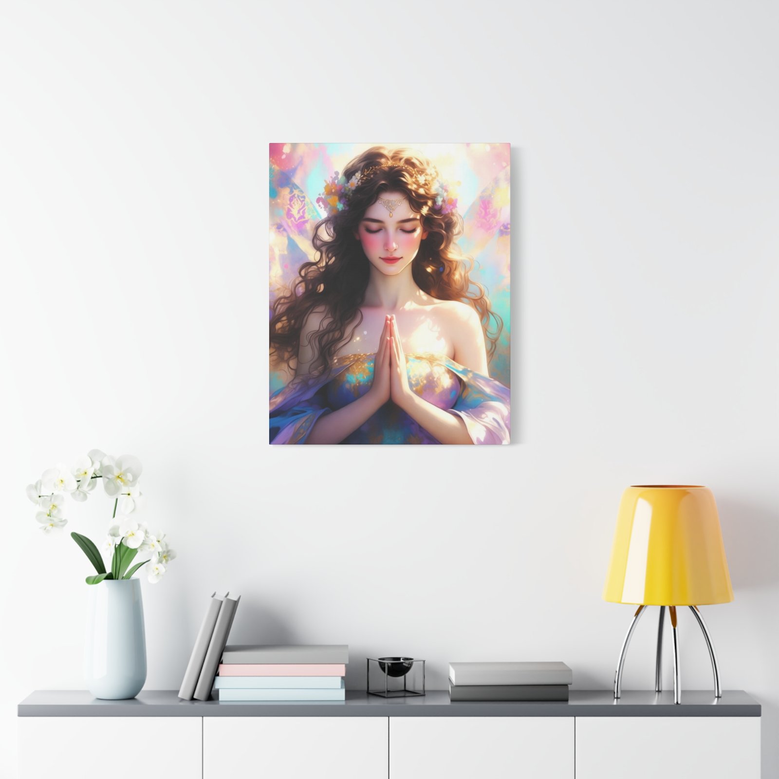 Meditative Goddess Canvas Art — Serene Prayer Woman Matte Stretched Print - Image 7