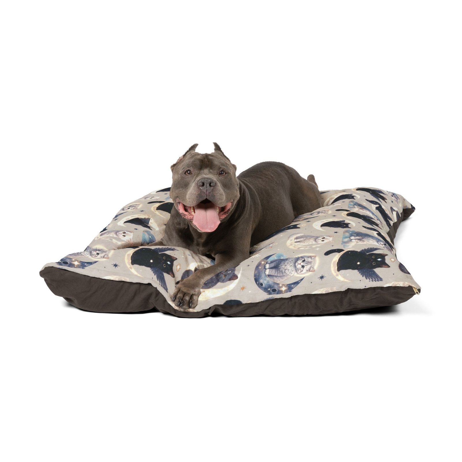 Celestial Cats Pet Bed — Cozy Moon & Stars Cat Print Cushion