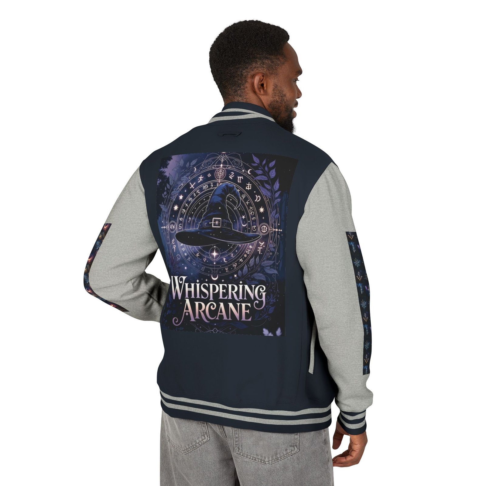 Letterman Jacket — Whispering Arcane Graphic Varsity Jacket Unisex - Image 29