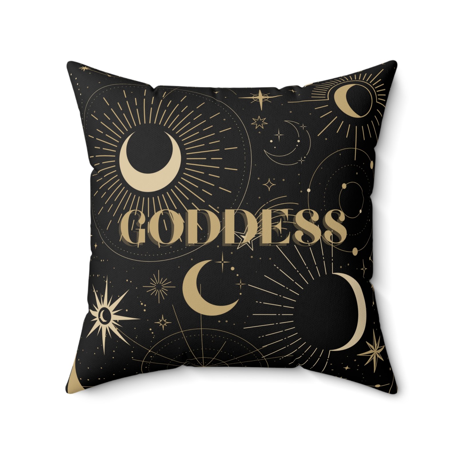 SUN GODDESS Tarot Card Black Spun Polyester Square Pillow - Image 11
