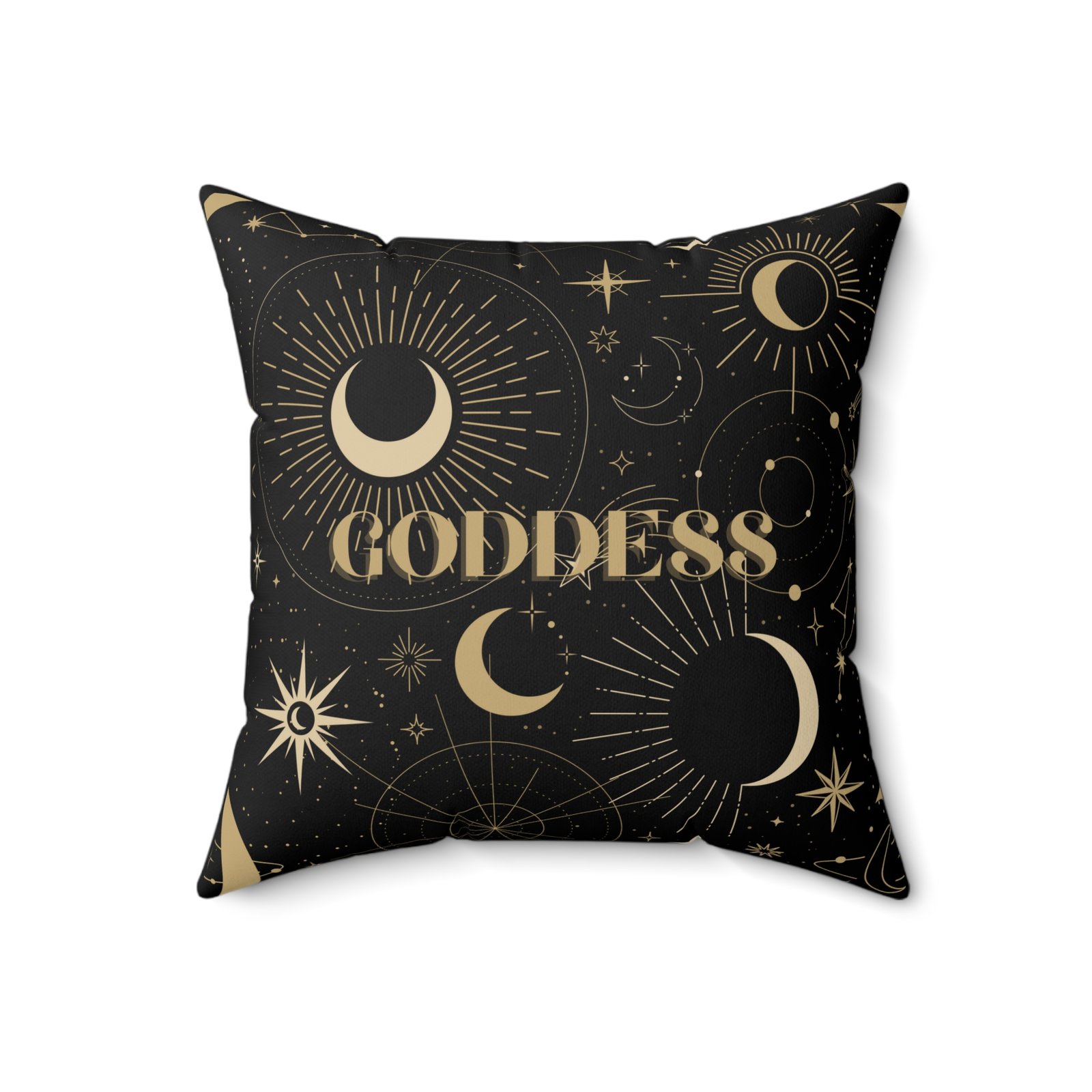 GODDESS in Black Spun Polyester Square Pillow - Image 8