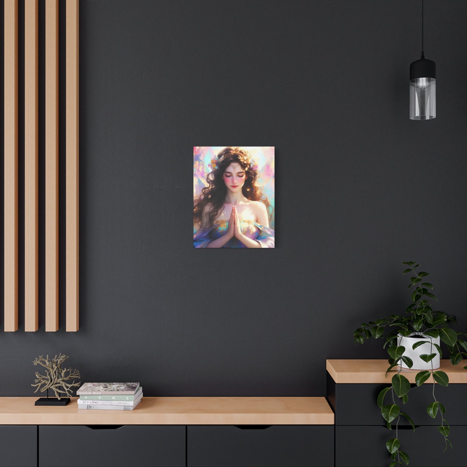 Meditative Goddess Canvas Art — Serene Prayer Woman Matte Stretched Print - Image 4