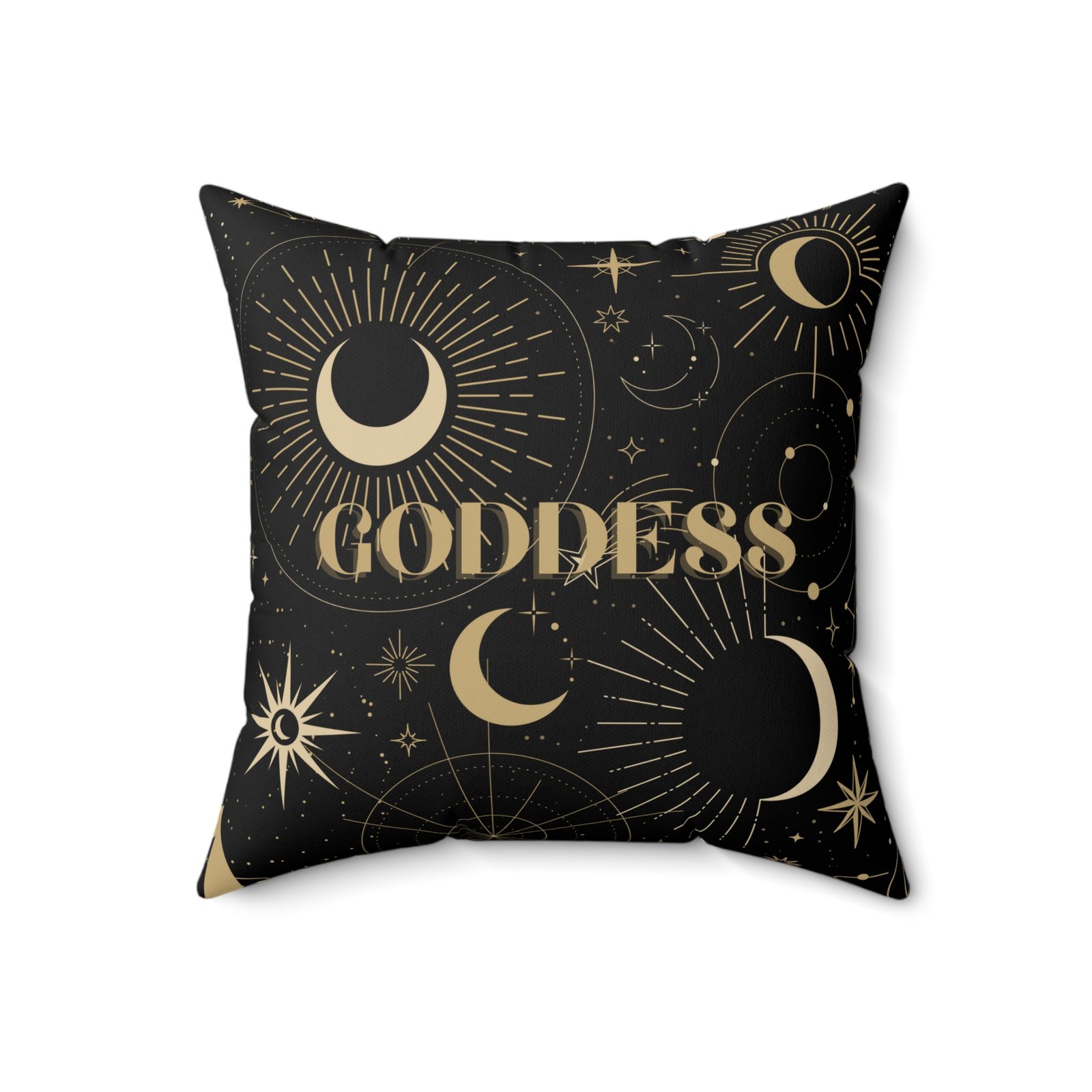 SUN GODDESS Tarot Card Black Spun Polyester Square Pillow - Image 8