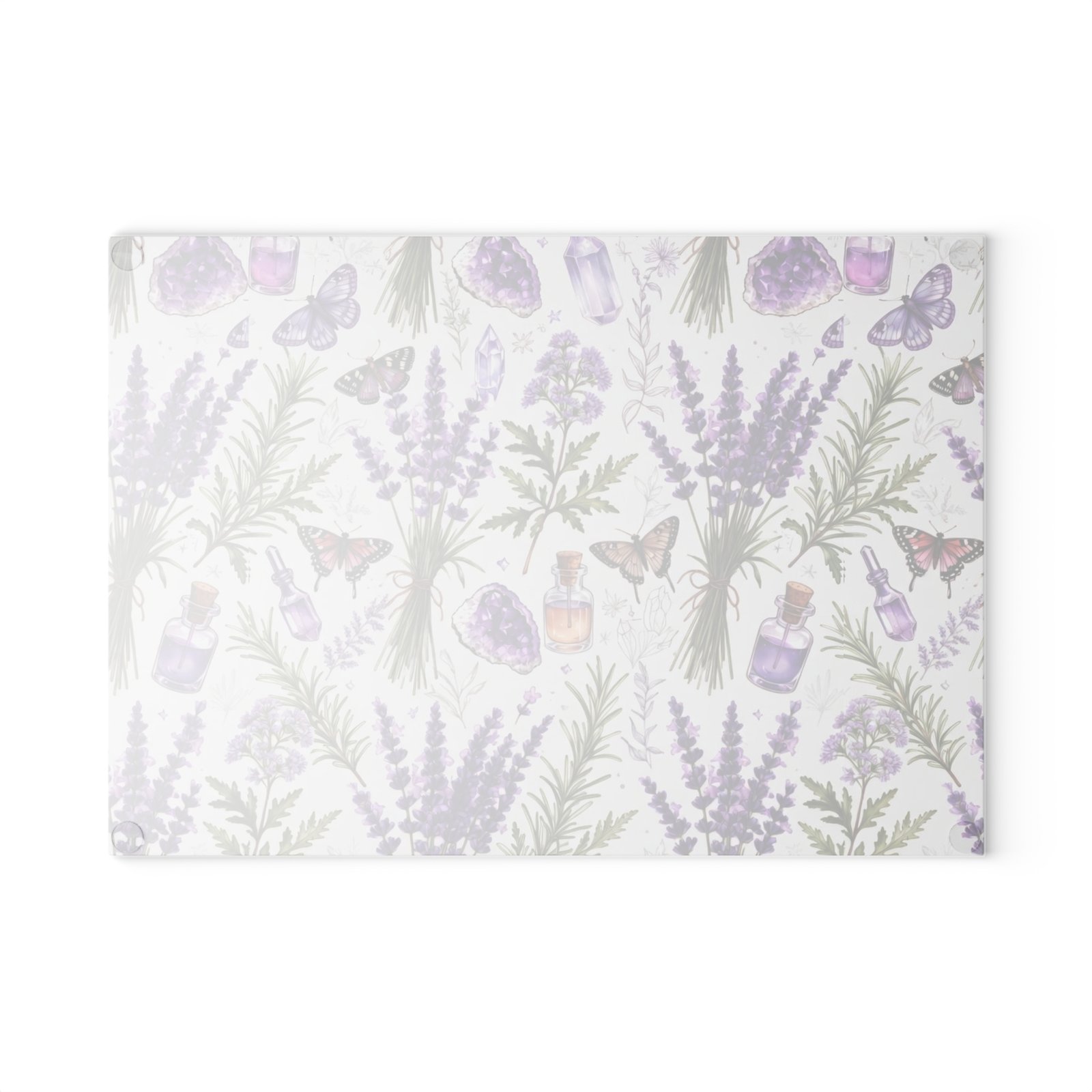 Lavender Herb Glass Cutting Board — Floral Kitchen Prep Board with Butterflies & Essential Oil Motif - Image 3