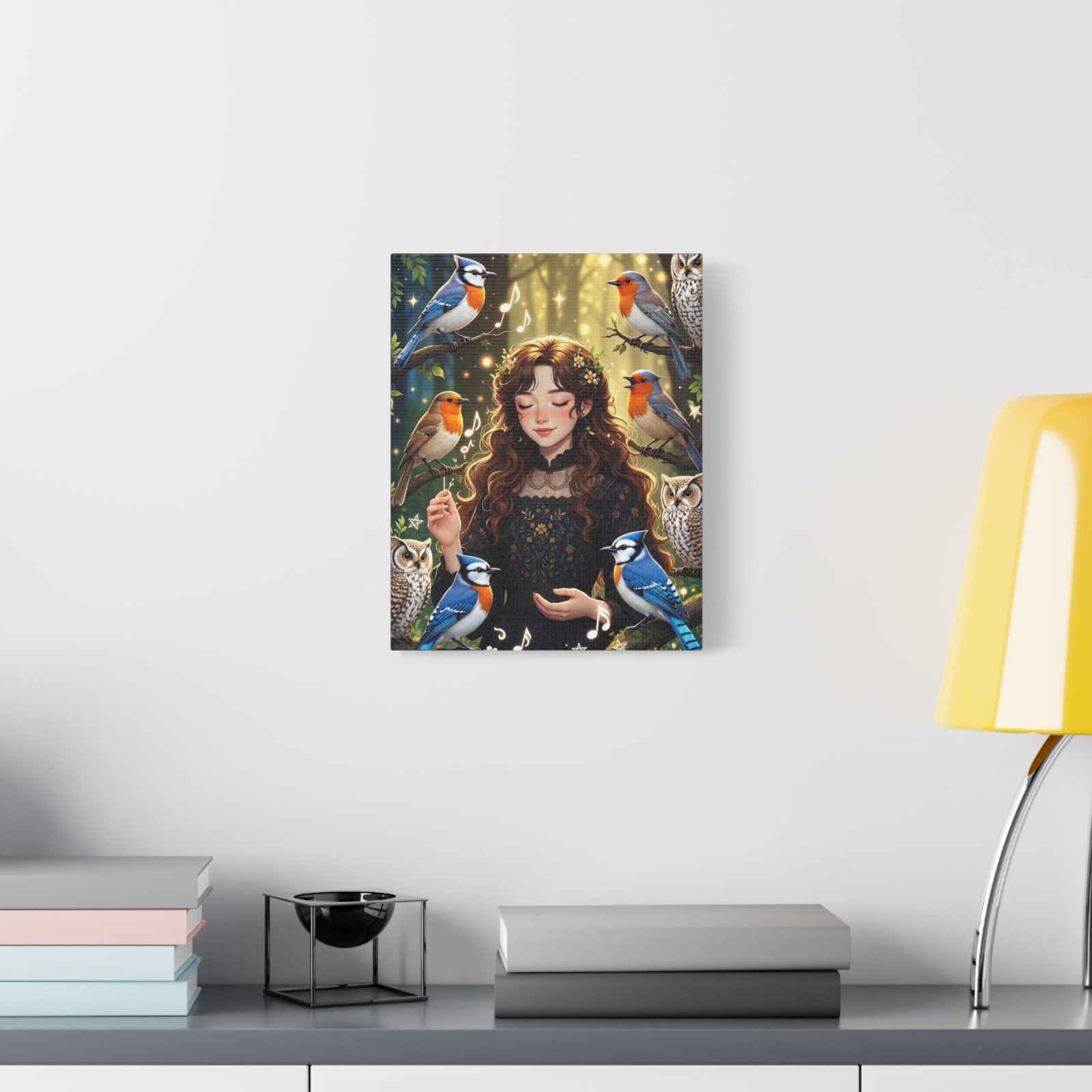 Enchanted Songbird Girl Matte Canvas Wall Art - Image 11