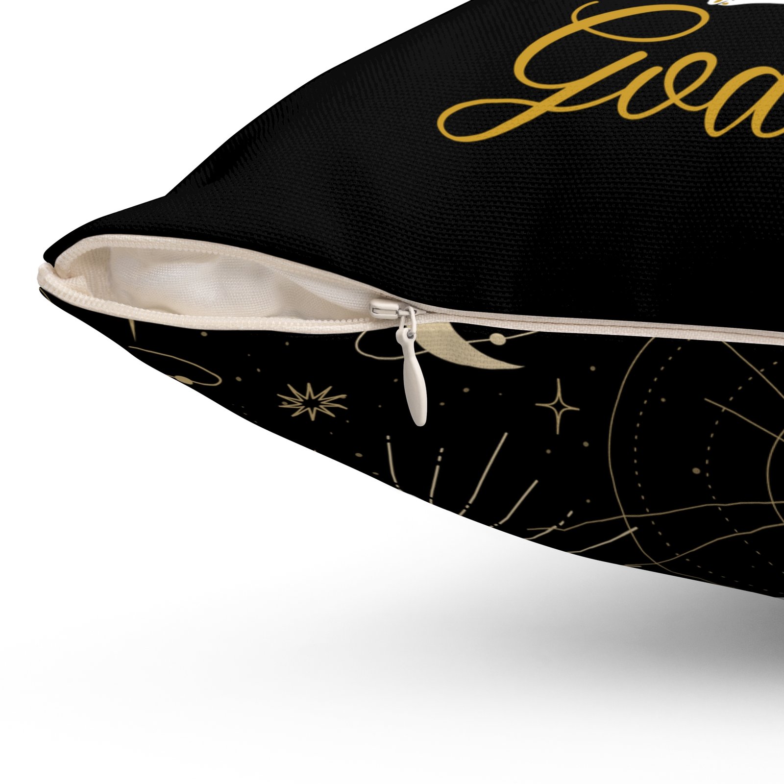 GODDESS in Black Spun Polyester Square Pillow - Image 3