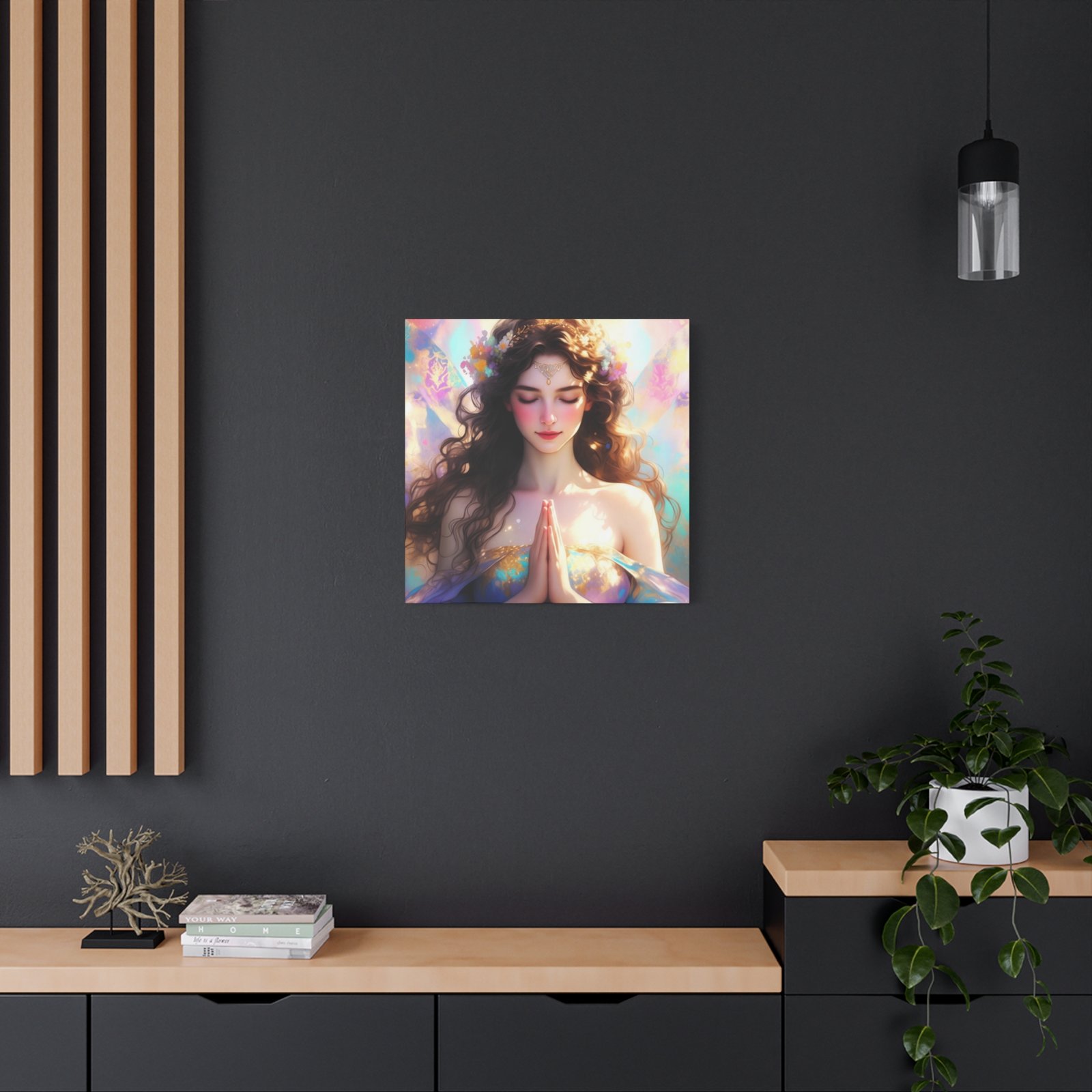 Meditative Goddess Canvas Art — Serene Prayer Woman Matte Stretched Print - Image 24